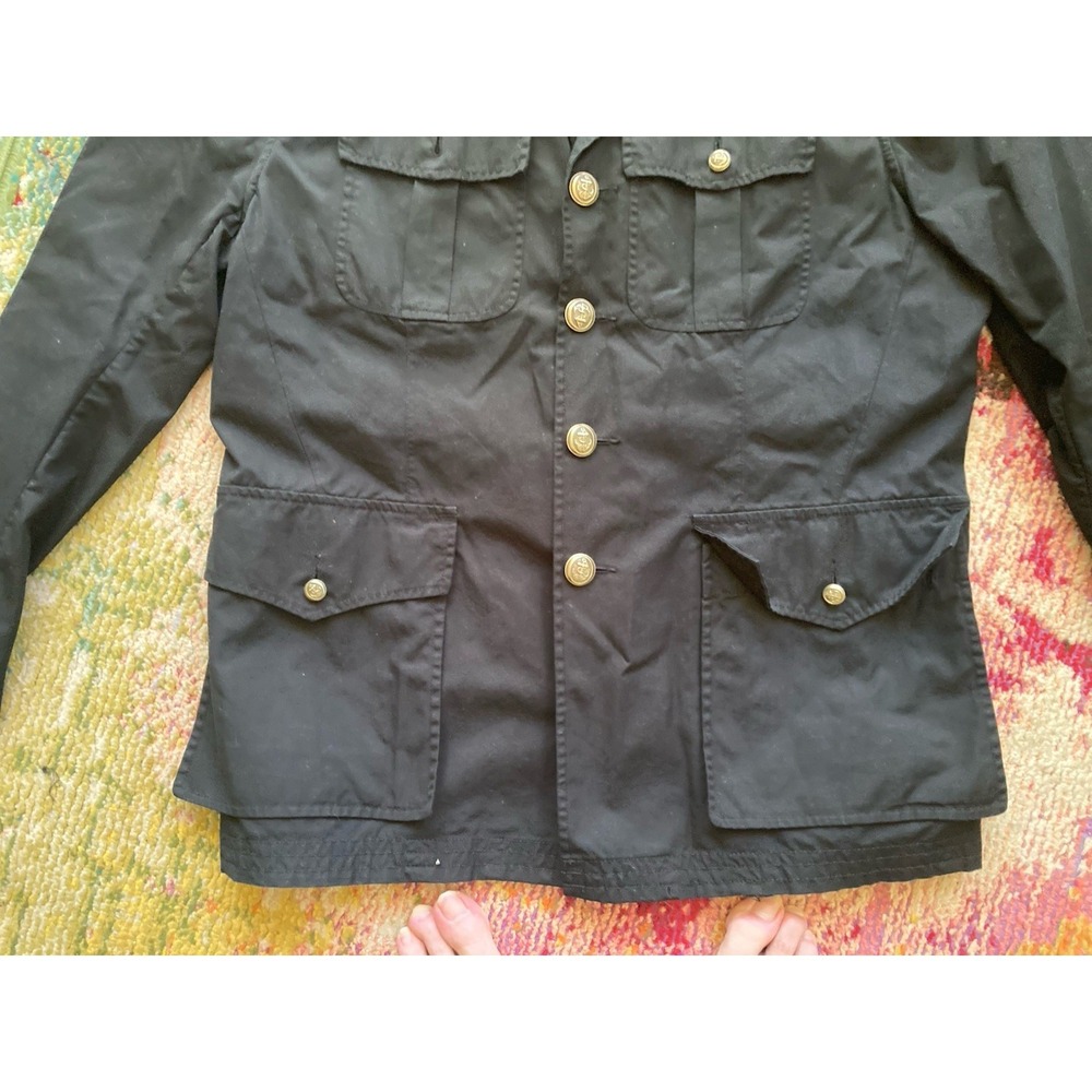 VTG Polo Ralph Lauren Jacket Mens Large Nautical Military Black Gold Buttons - Picture 4 of 12